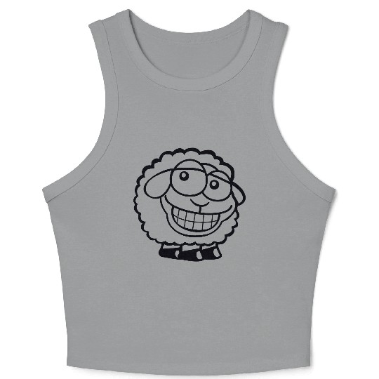 Sheep Grin Looks Stupid Cheeky Smile Happy Funny Crop Tank Top
