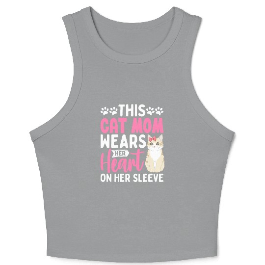 This cat Mom Wears Her Heart on Her Sleeve Crop Tank Top