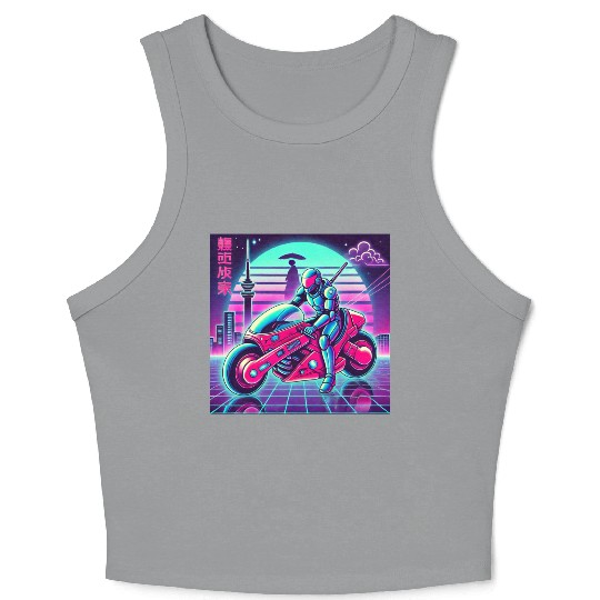 Cyberpunk Neon Rider Crop Tank Top