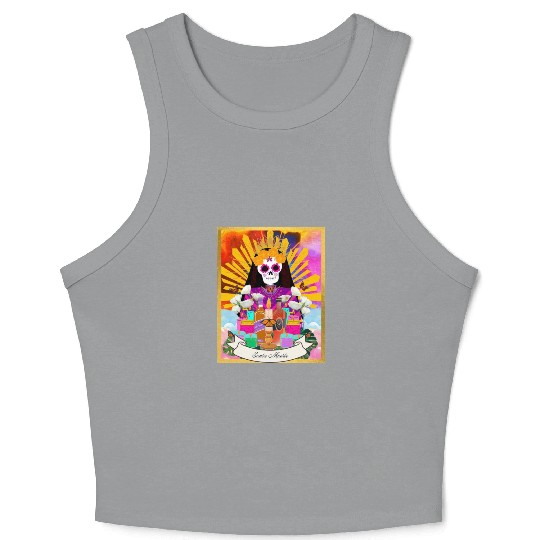 Butterfly Santa Muerte Crop Tank Top