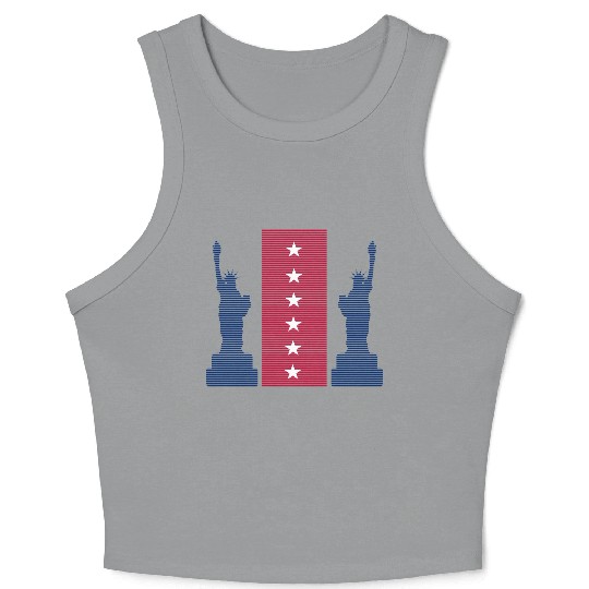 Stylized Statue of Liberty Graphic Design Crop Tank Top