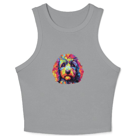 Watercolor Colorful Labradoodle Crop Tank Top