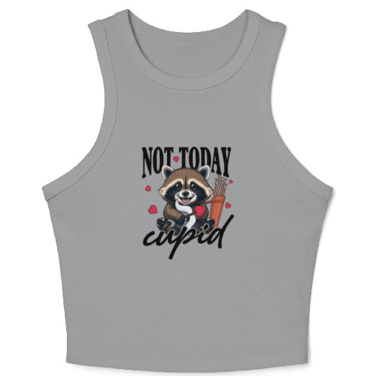 Sorry Cupid I've Been Feral Funny Raccoon Desgin Crop Tank Top