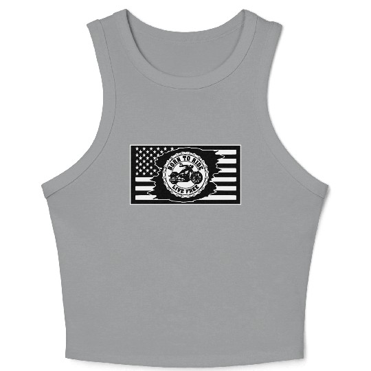 American Flag Motorcycle Born To Ride Crop Tank Top
