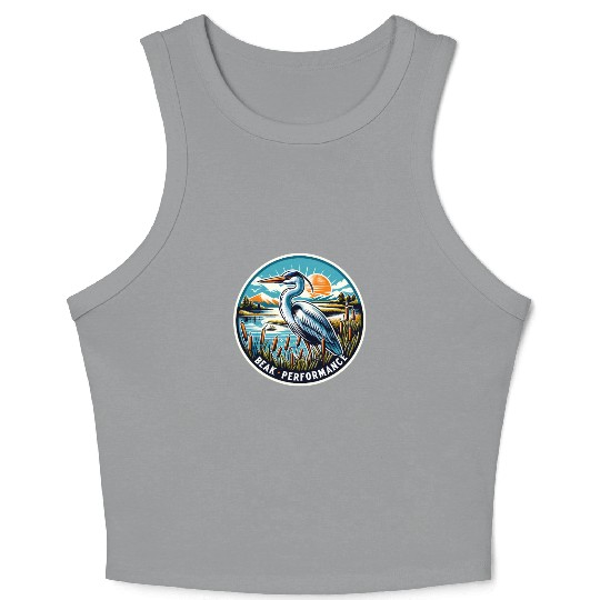 Great Blue Heron Beak Performance Retro Crop Tank Top