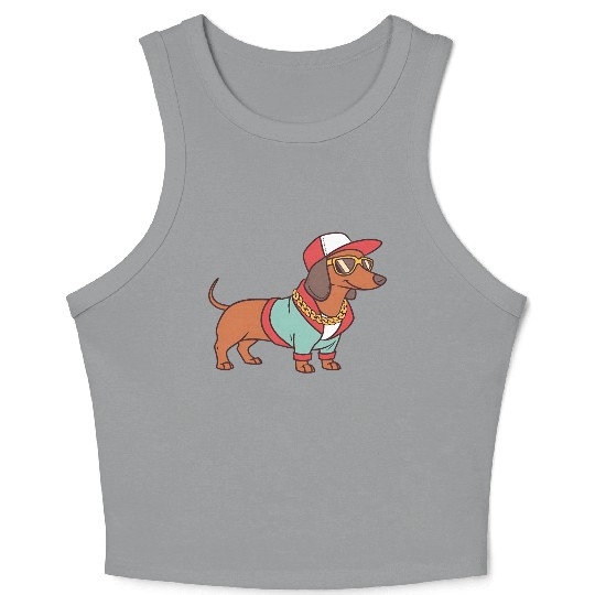 Hip Hop Dachshund Music Dachshund Song Singing Crop Tank Top