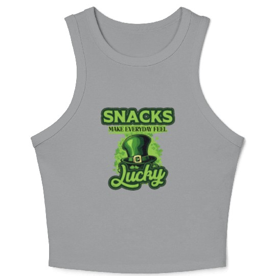 Snacks Make Everyday Feel Lucky St Patricks Day Crop Tank Top