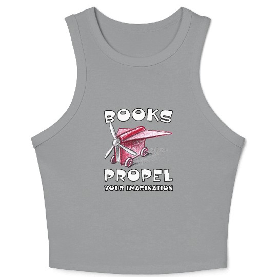 Books Propel Your Imagination Sketchy Airplane Crop Tank Top