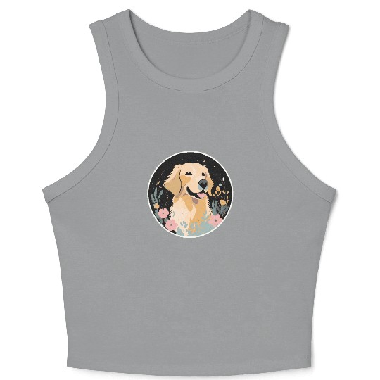 Golden Retriever Floral Bliss Crop Tank Top