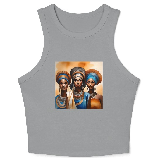 African Woman Portrait C Crop Tank Top