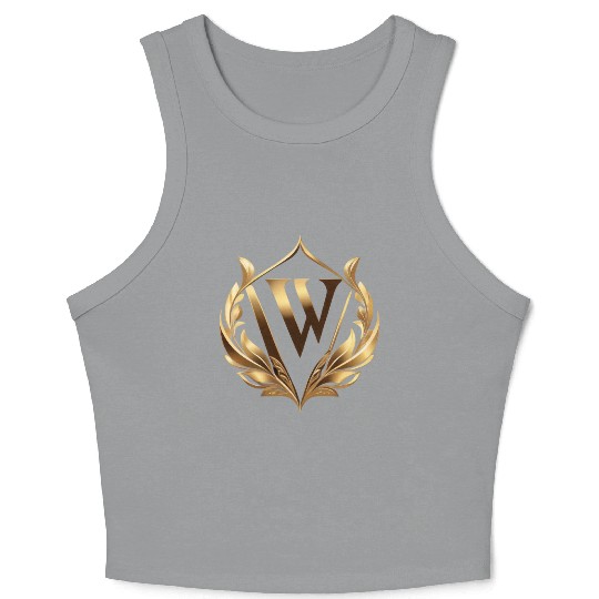 Logo On A White Background With Gold Elements Crop Tank Top