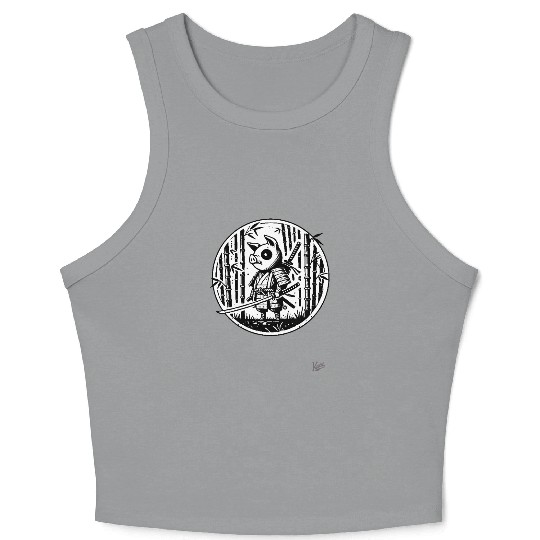 Pig Samurai in Bamboo Forest Crop Tank Top