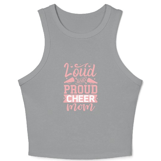 Loud And Proud Cheer Mom Heart Cheerleader Sports Crop Tank Top