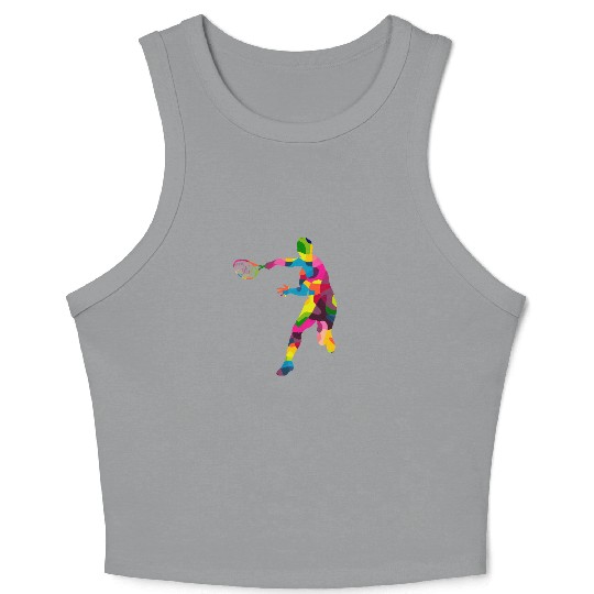 Colorful Tennis Player Silhouette Art Crop Tank Top