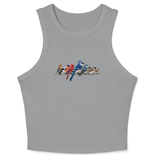 Garden Birds Blue Jay Cardinal Bullfinch Birding Crop Tank Top