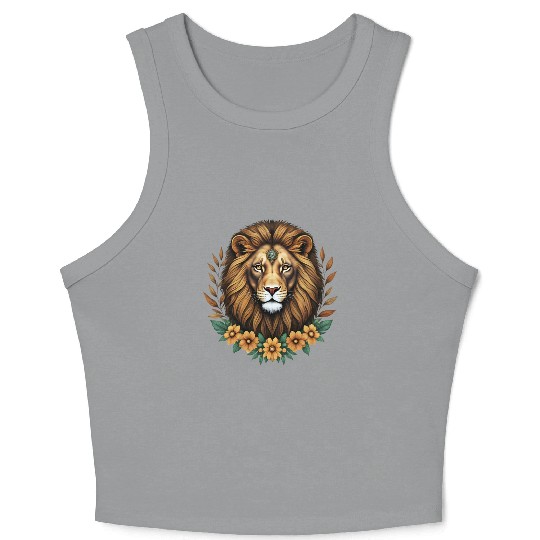 Royal Floral Lion Design Crop Tank Top