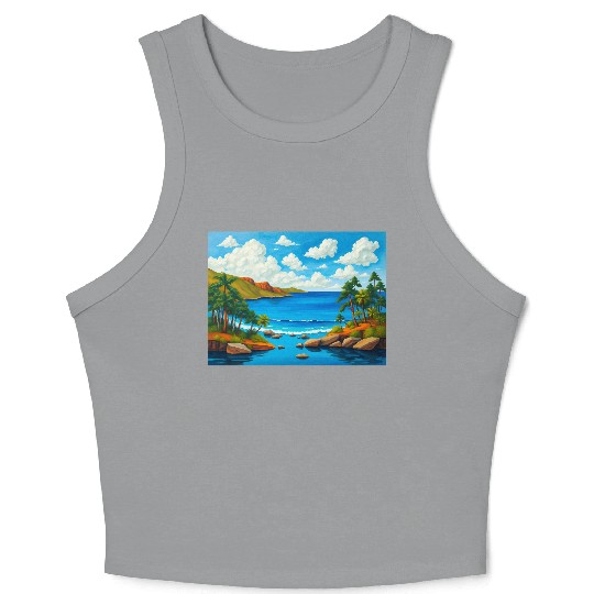 Serene Sunrise Over the Sea Crop Tank Top