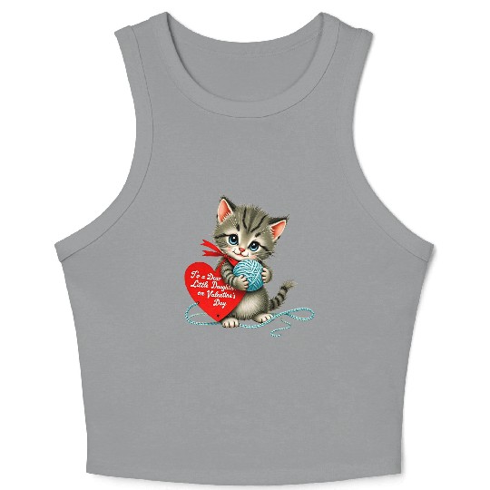 Kitten To a Dear Valentine s Day Card Crop Tank Top