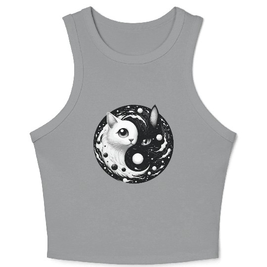Ying and Yang Cats Asian Meditation Gift Idea Crop Tank Top
