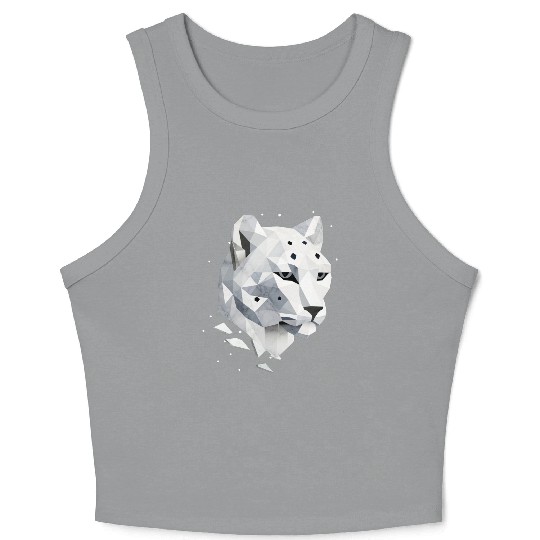 Geometric Snow Leopard - Elegance of the Wild Crop Tank Top