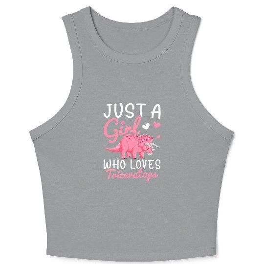 Girl Who Loves Triceratops Triceratops Lover Girl Crop Tank Top
