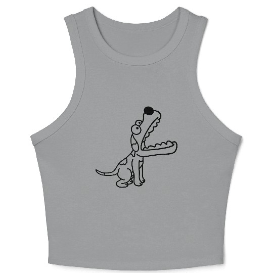 Dog Big Mouth Snout Hunger Looks Up Greedy Eating Crop Tank Top