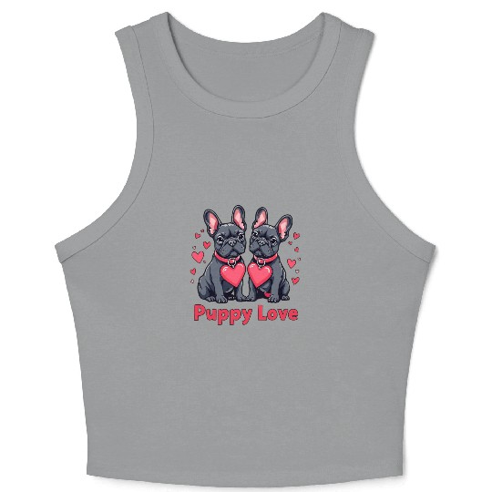 Valentines Day - Puppy Love French Bulldog Crop Tank Top