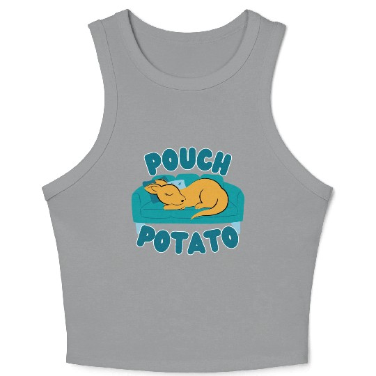 Pouch Potato Funny Cute Sleepy Kangaroo Crop Tank Top