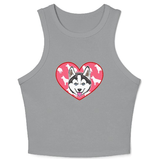 SIBERIAN HUSKY HEART Crop Tank Top