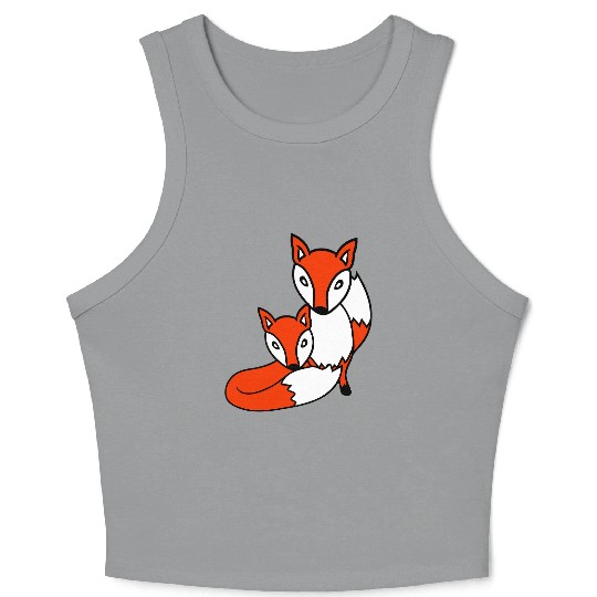 2 Foxes Friends Red Fox Two Wild Animals Team Crew Crop Tank Top