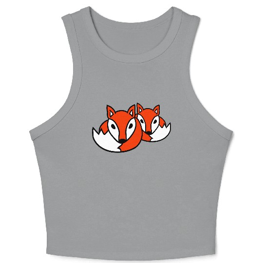 2 Foxes Friends Red Fox Two Wild Animals Team Crew Crop Tank Top