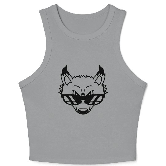 Fox Sunglasses Cool Looks Up Evil Eyes Bad Fun Boy Crop Tank Top