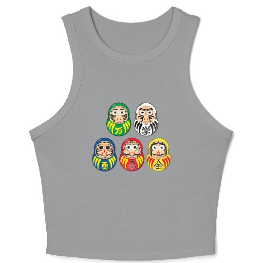 Lucky Japanese Daruma Dolls Crop Tank Top