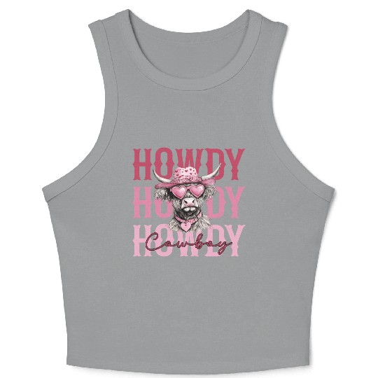 Highland cow - Howdy Cowboy Crop Tank Top