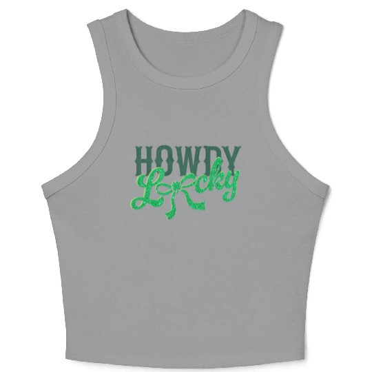 Howdy Lucky Western Cowgirl St Patricks Design Crop Tank Top