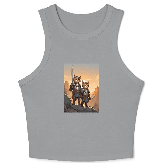 Cat painting red black cat Crop Tank Top