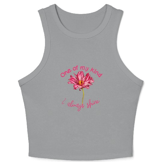 Positive quote pink Cosmos flower self-affirmation Crop Tank Top
