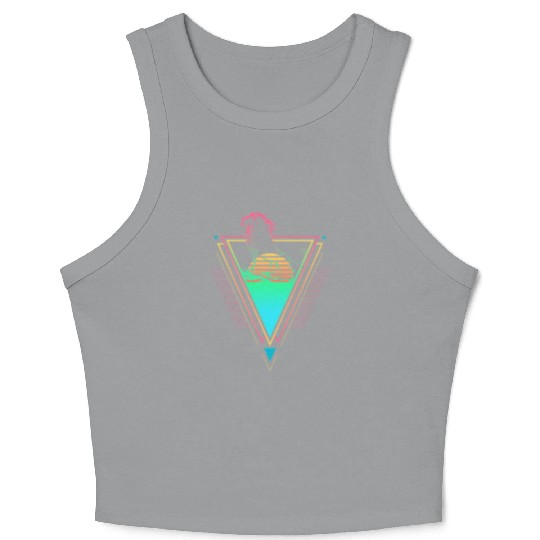 Lion Vaporwave Synthwave 90s 80s Sunset Crop Tank Top