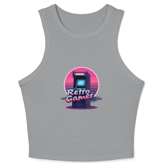 retro gamer in retro style oldschool gamer Crop Tank Top