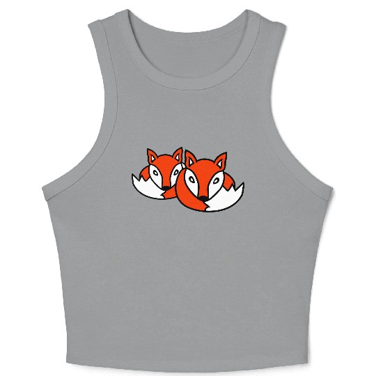 2 Foxes Friends Red Fox Two Wild Animals Team Crew Crop Tank Top
