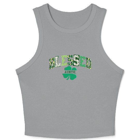Blessed Auntie St Patricks Day Spring and Summer Crop Tank Top