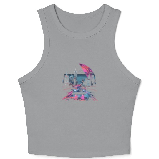 80s 90s Vaporwave Retro Car City Synthwave Crop Tank Top