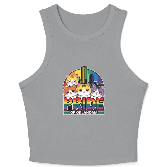 Pride of Oklahoma City USA Rainbow Flag Crop Tank Top