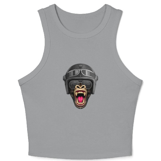 Biker Gorilla Motorcycle Silver Back Monkey Crop Tank Top