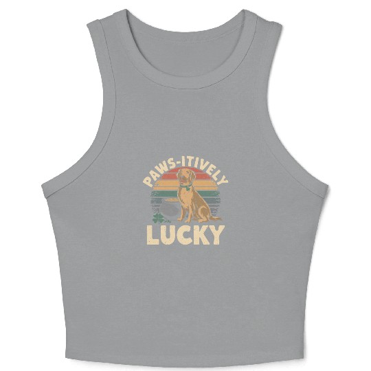 Paws-itively Lucky: Golden Retriever St. Patrick's Crop Tank Top