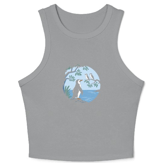 Birdwatching Penguins Nature Scene Crop Tank Top