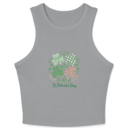Plaid Leopard Print Shamrock St. Patrick's Day Crop Tank Top