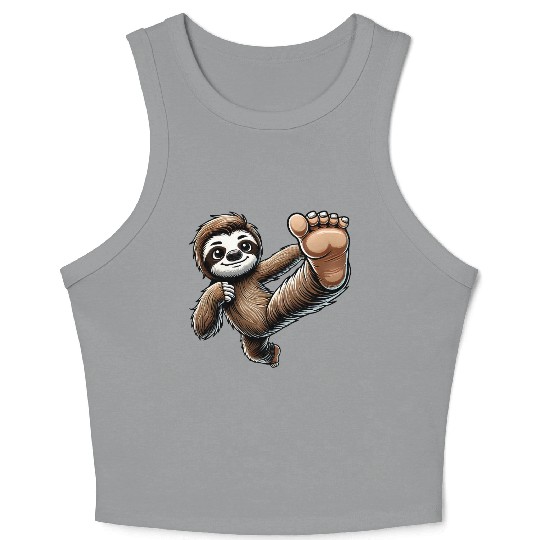 Sloth Karate Master Kick Martial Arts Crop Tank Top