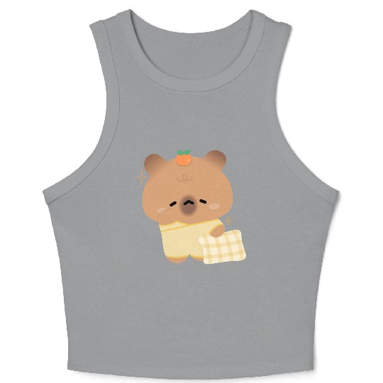 Sleepy Capybara Crop Tank Top