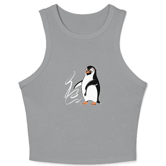 Penguin Calligraphy Enthusiast Art Crop Tank Top